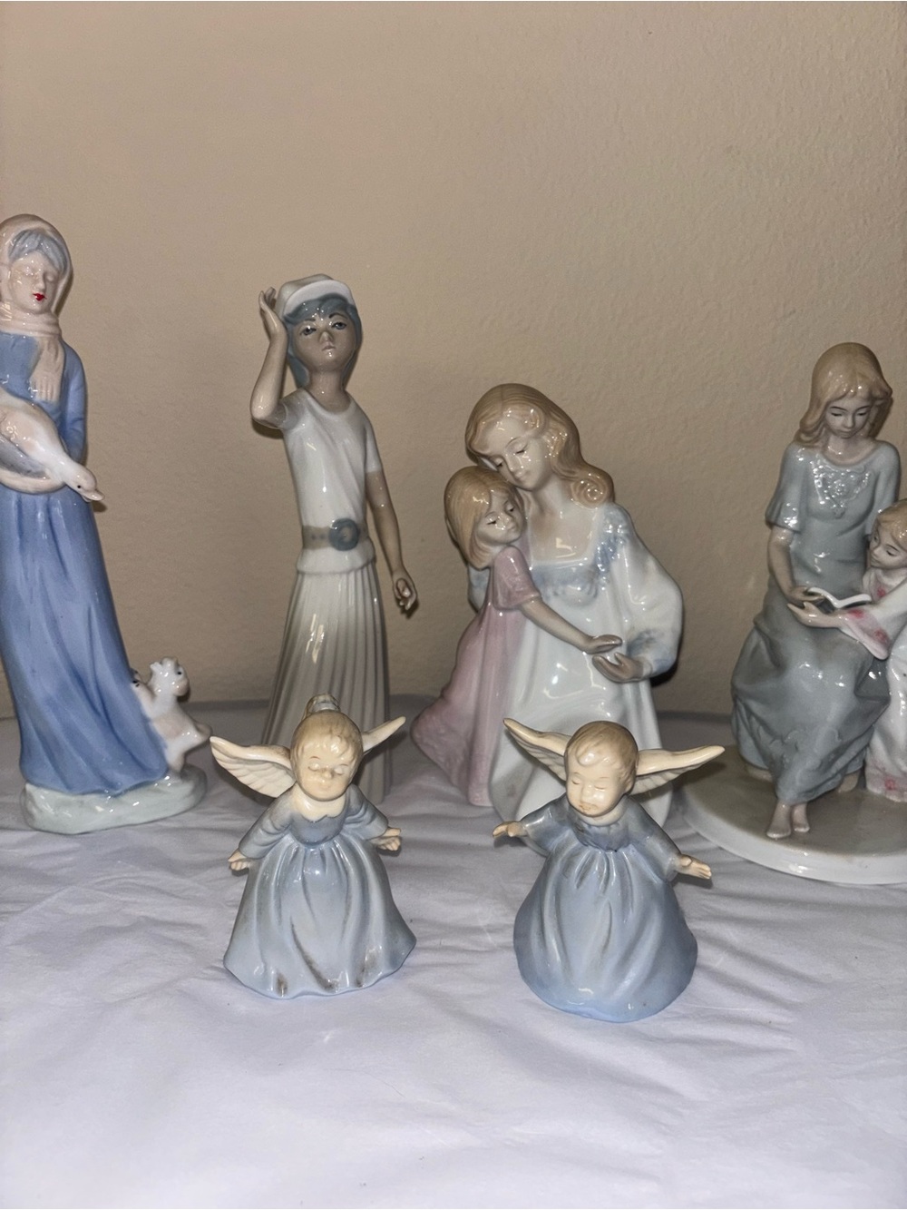 Porcelain Figurine Lot in Soft Blue and Cream